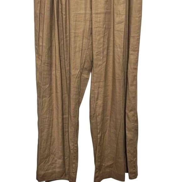 Anthropologie Maeve Avery Trousers Women’s Medium Tan Wide Leg Linen Blend - Picture 4 of 13